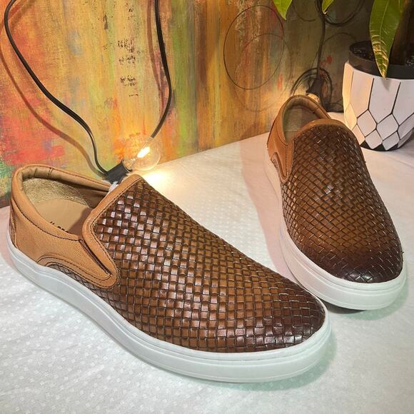 Men's Leather Luxury Slip on Sneaker, 8.5 M US, Cognac Nappa